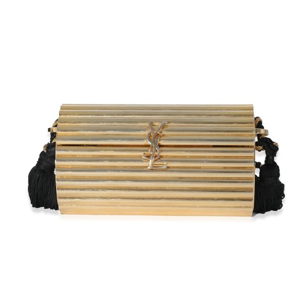 Yves Saint Laurent Gold Metal Minaudiere Tassel Clutch - Picture 1 of 6